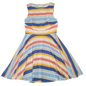 Donna Morgan Fit & Flare Dress – Multicolor Stripes Retro A-Line Size 4 GUC